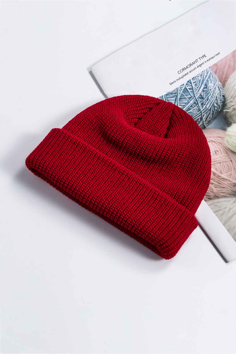 Beanie - Solid Color Rib-Knit Cuff