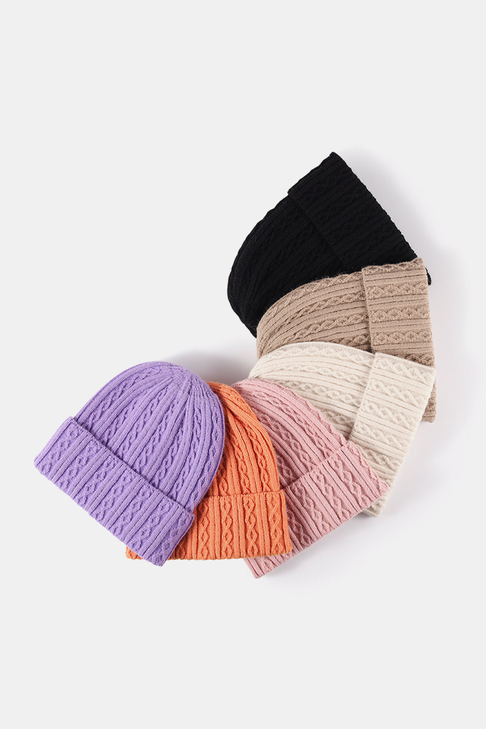 Beanie - Mixed Braid Knit Cuff