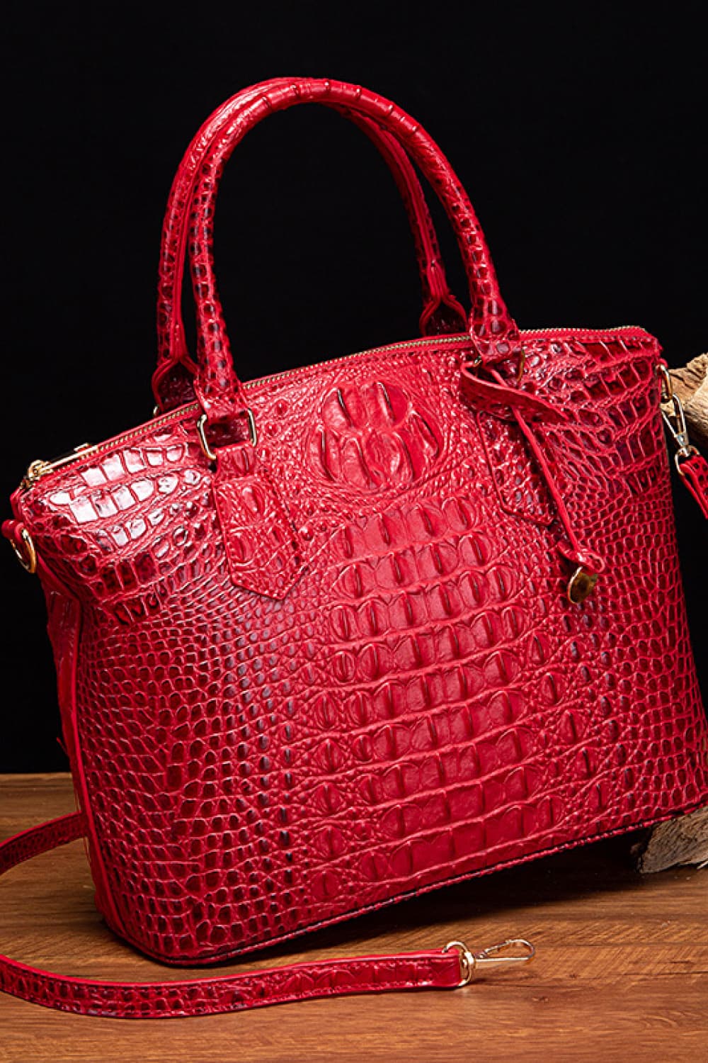 Crocodile Embossed Dome Handbag