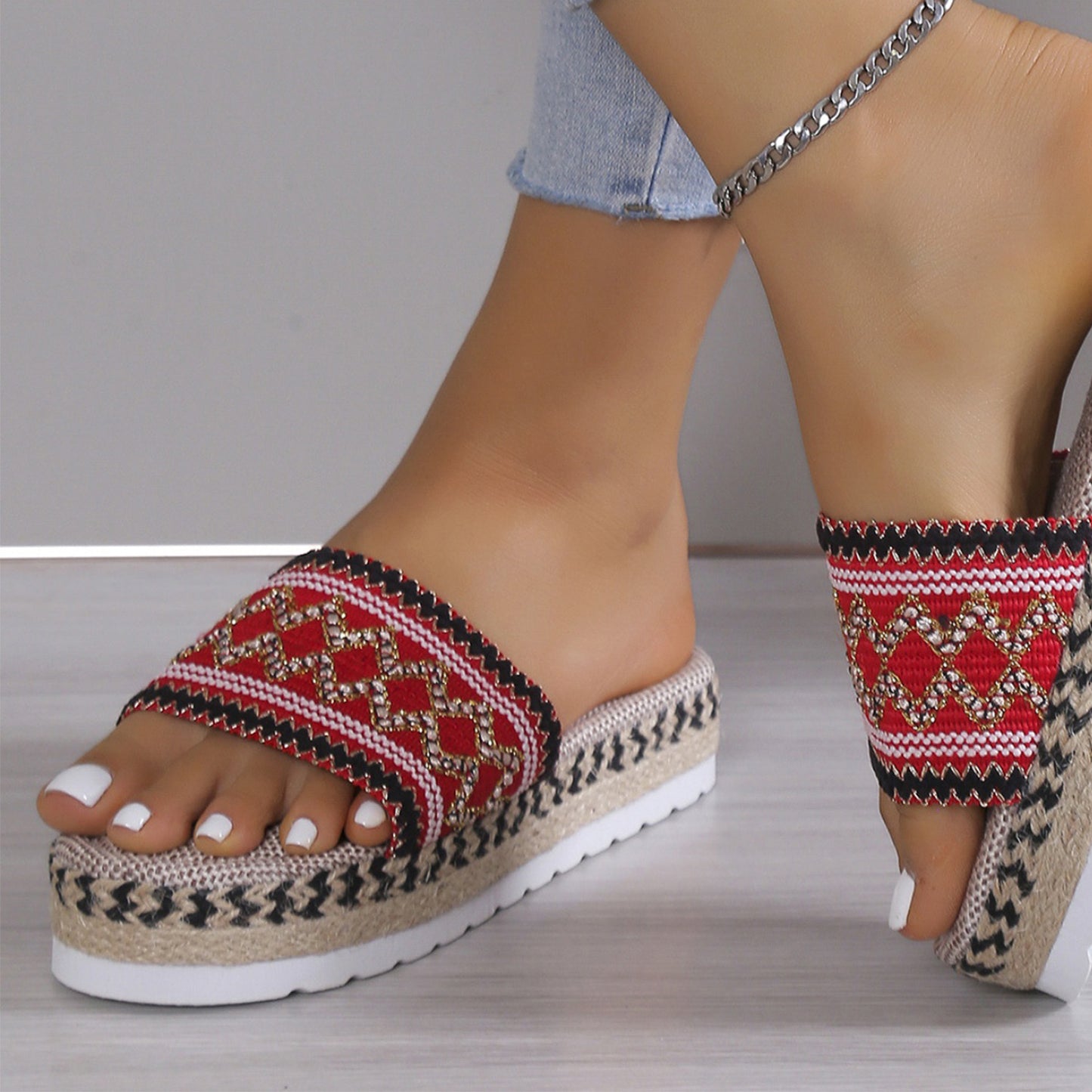 Sandals - Geometric Weave Platform