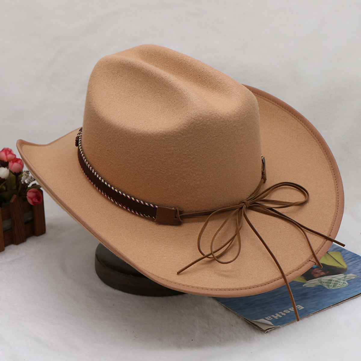 Cowboy Hat - Tied Wide Brim Tweed