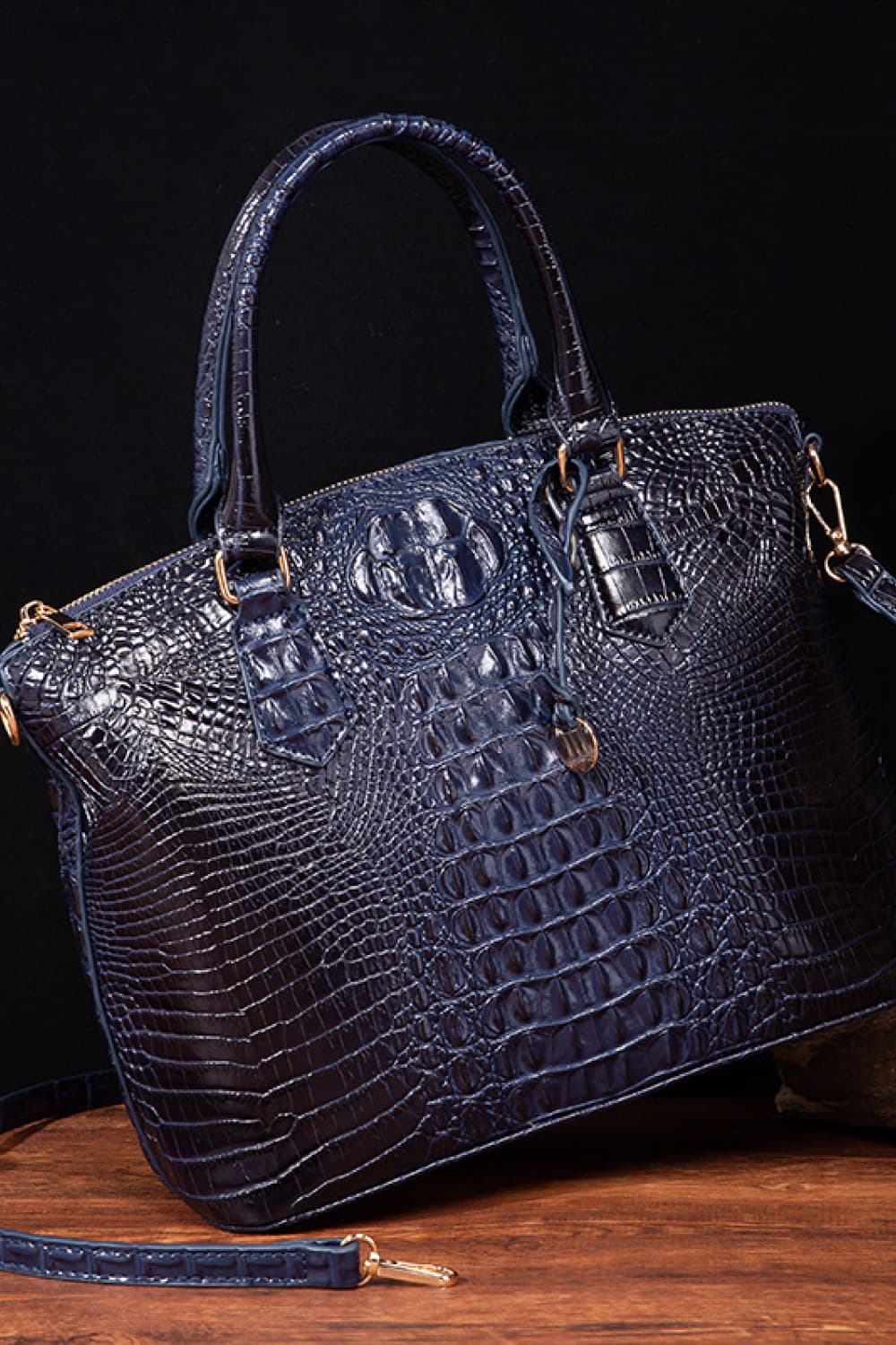 Crocodile Embossed Dome Handbag