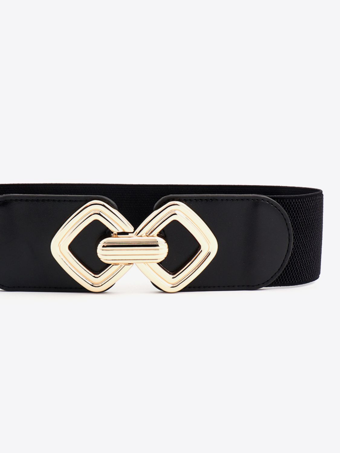 Belt - Wide Elastic w/ Geometric Buckle