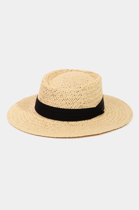 Capri - Wide Brim Straw Braided Pork Pie Hat