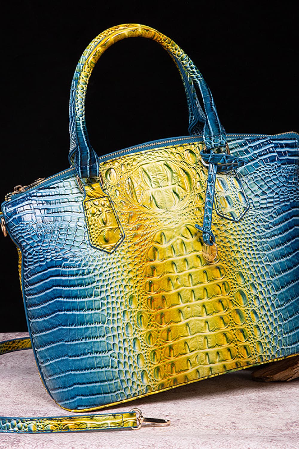 Crocodile Embossed Multi-Gradient Handbag