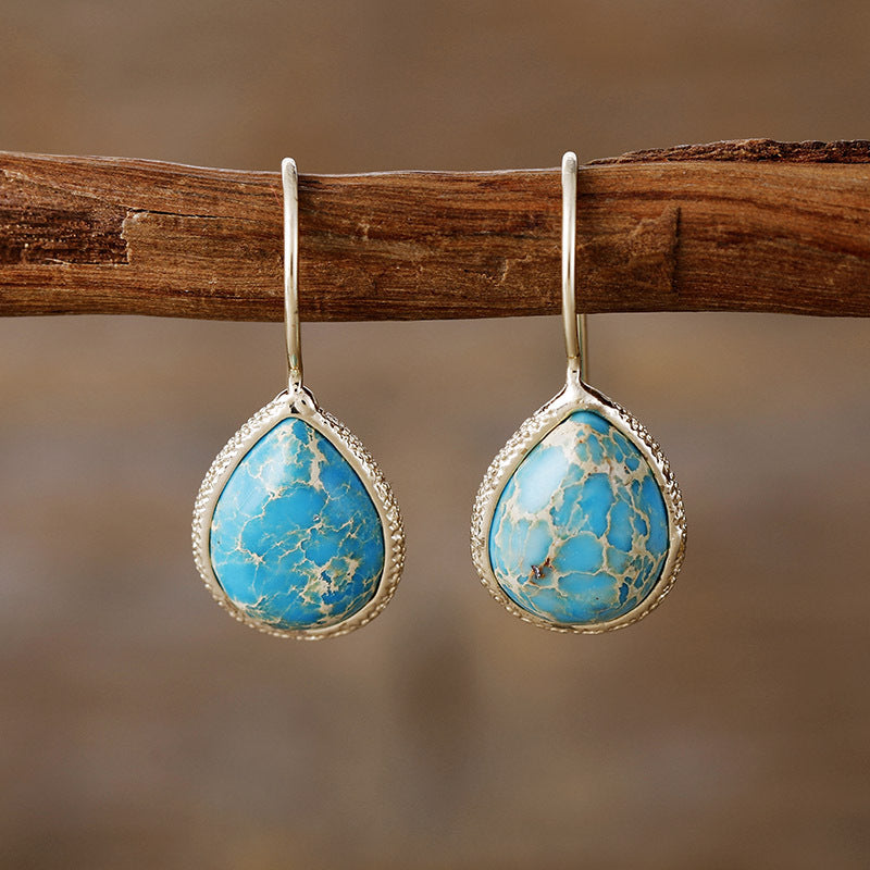 Earrings - Natural Stone Teardrop Cut