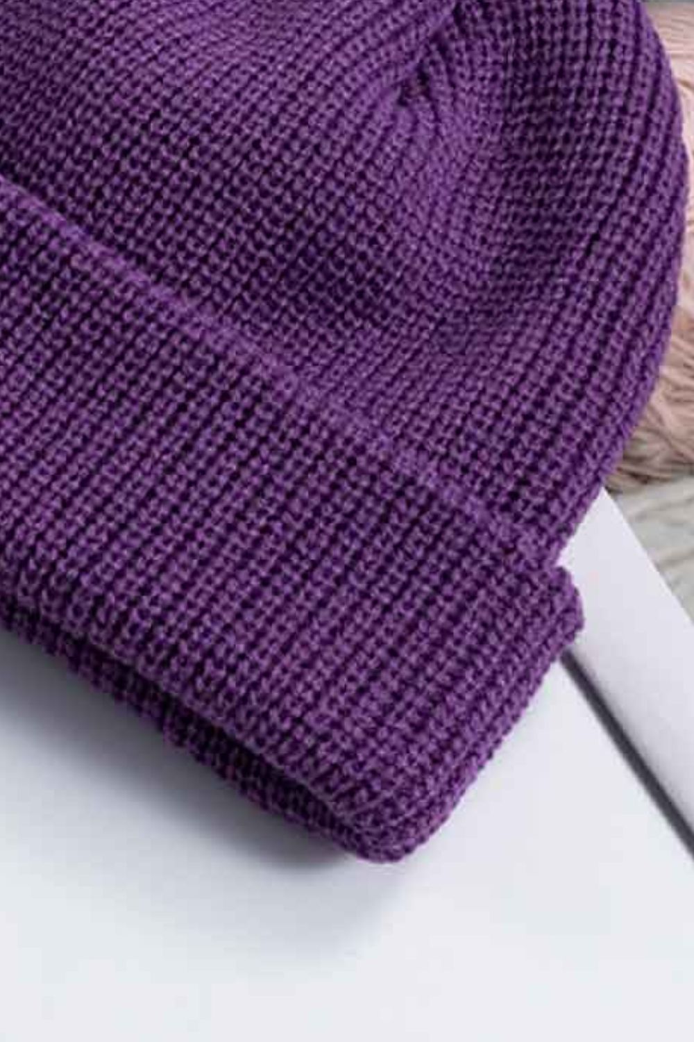 Beanie - Solid Color Rib-Knit Cuff