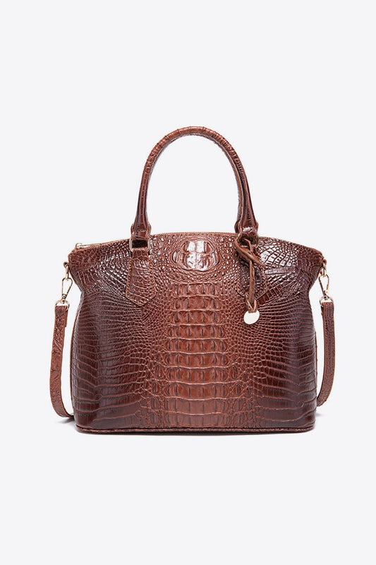 Crocodile Embossed Dome Handbag