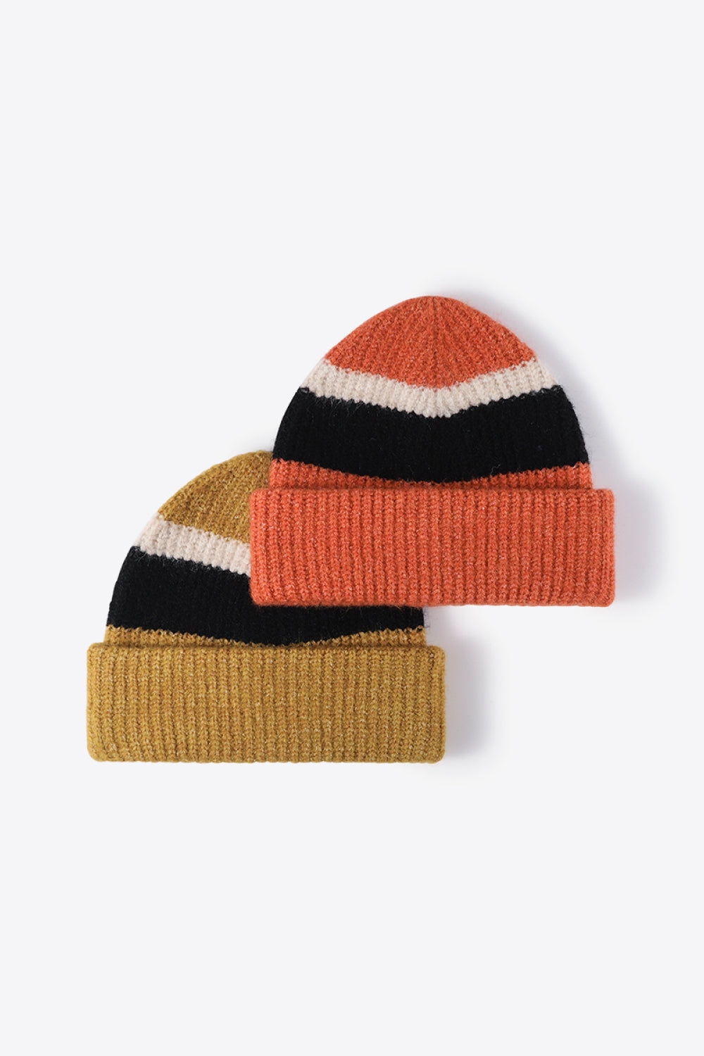 Beanie - Tricolor Rib Knit Cuff