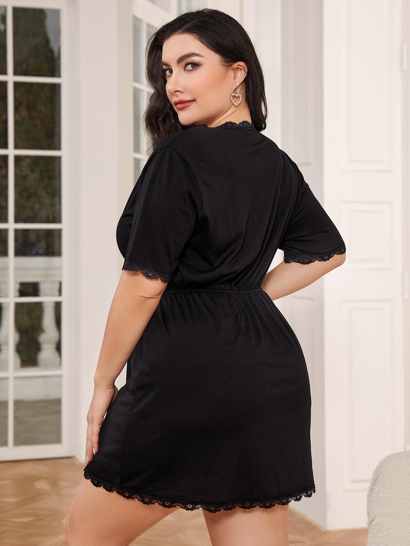 Night Dress - Plus Size Lace Trim Nighty