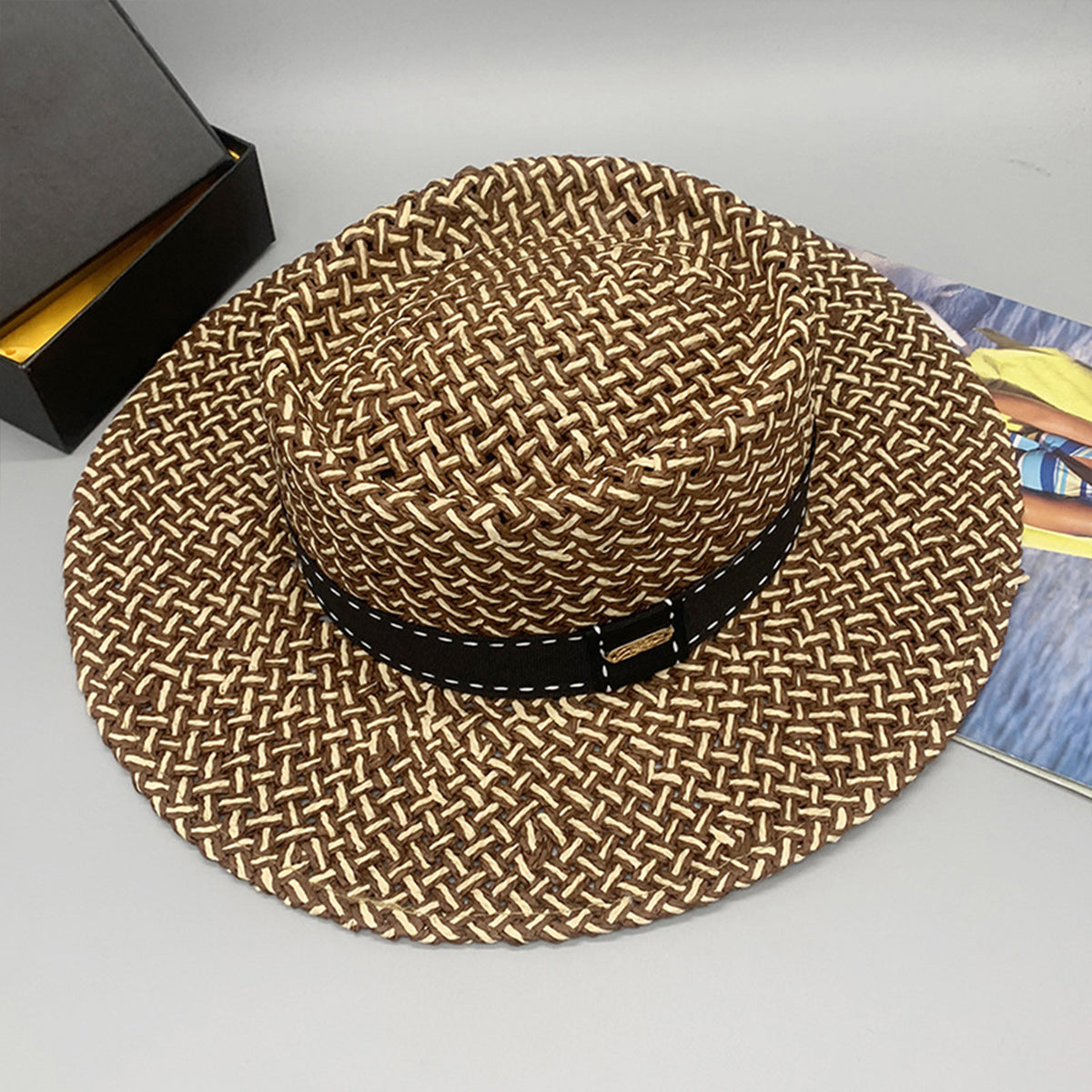 Capri Boater - Wide Brim Straw Weave