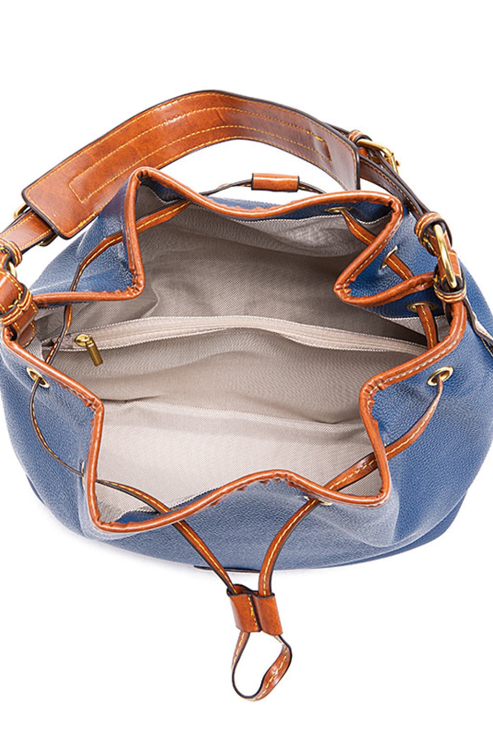 Modern Vegan Leather Drawstring Bucket Bag