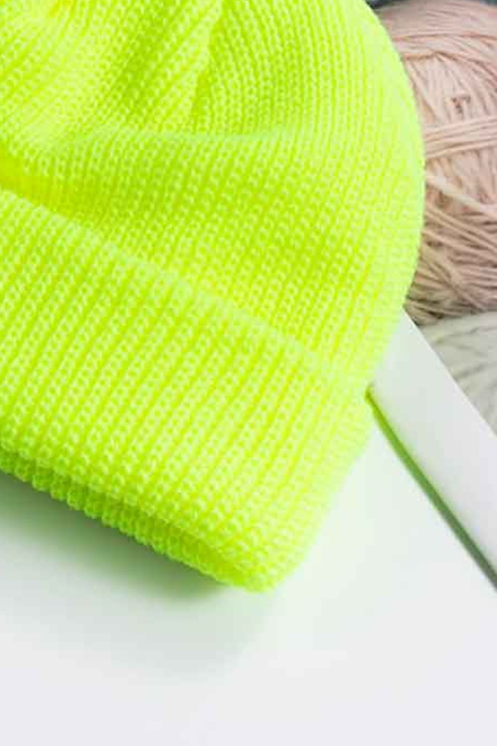 Beanie - Solid Color Rib-Knit Cuff