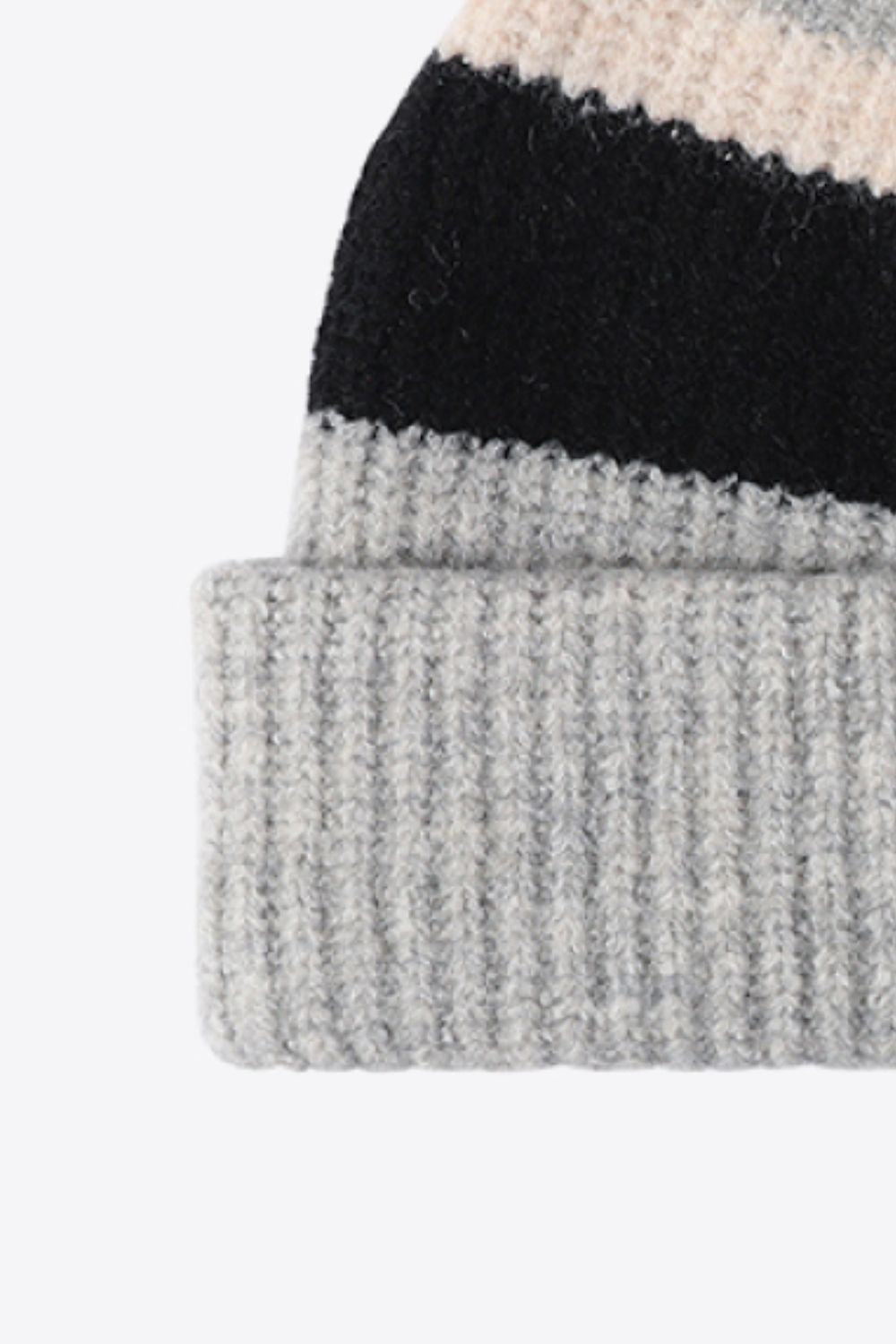 Beanie - Tricolor Rib Knit Cuff