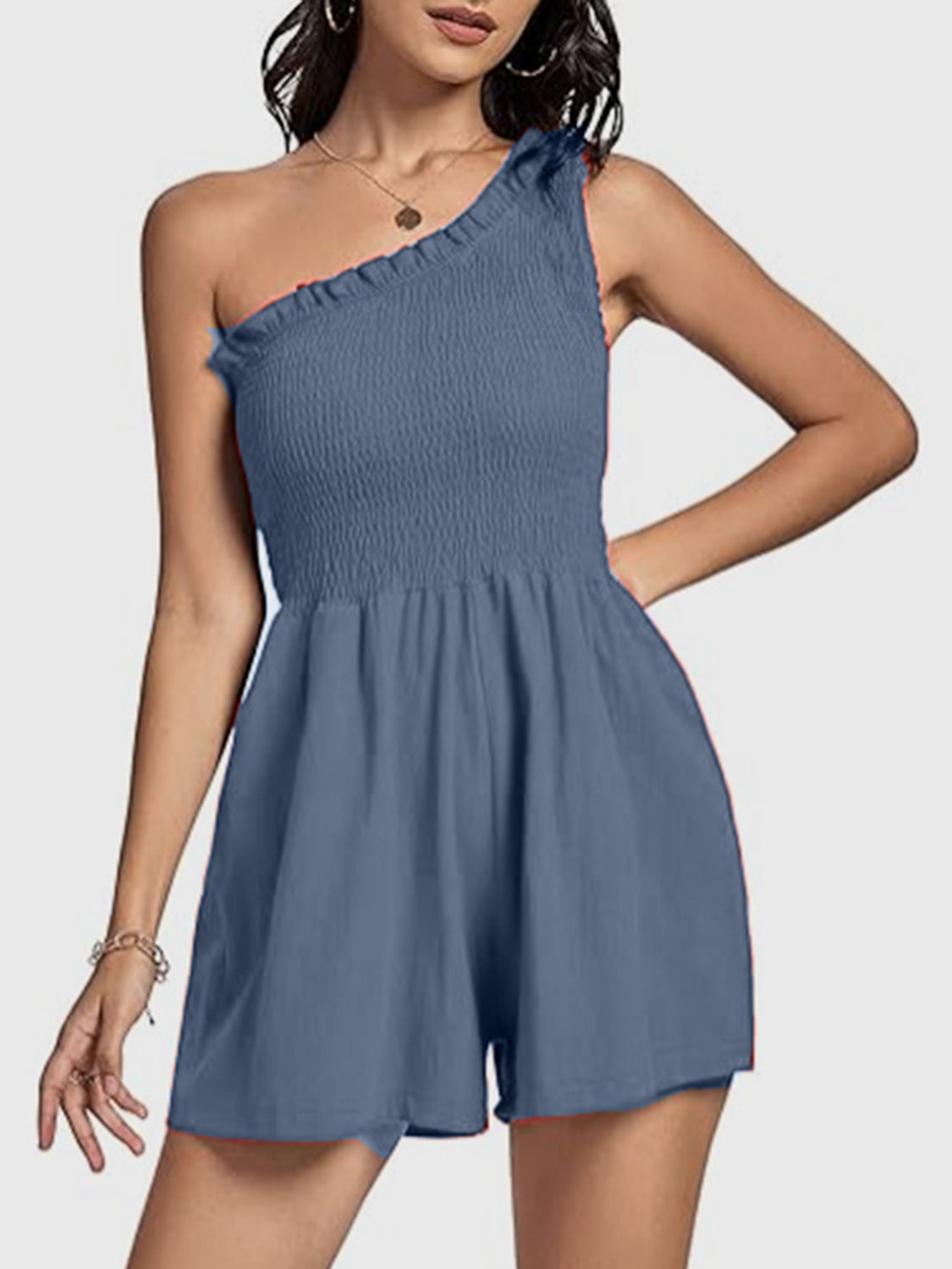 Romper - Smocked Single Shoulder