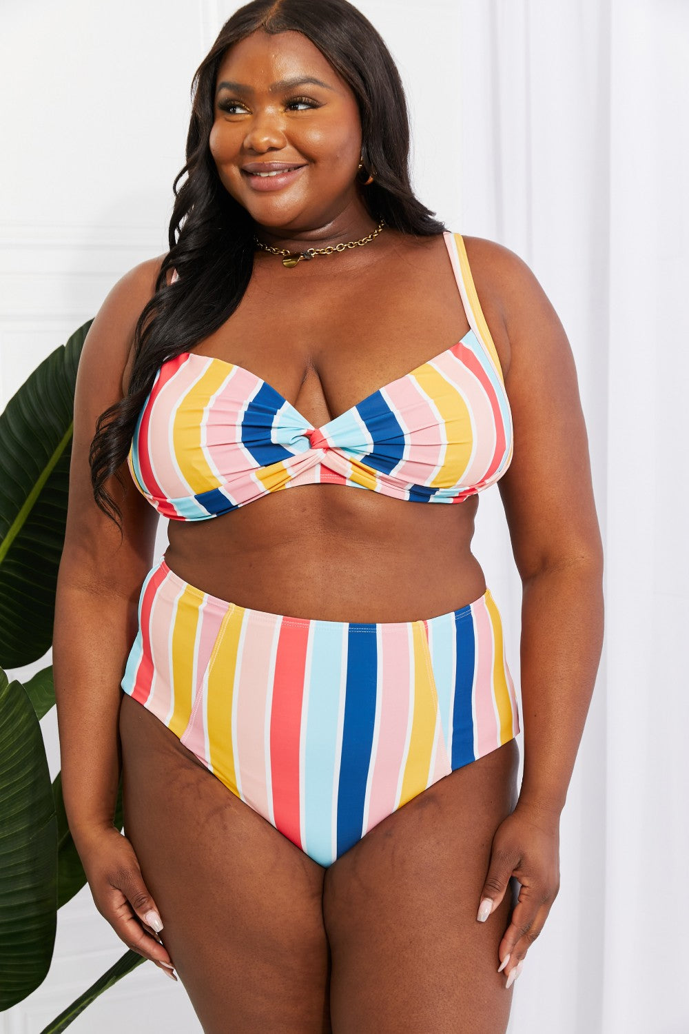 High-Rise Bikini in Stripe