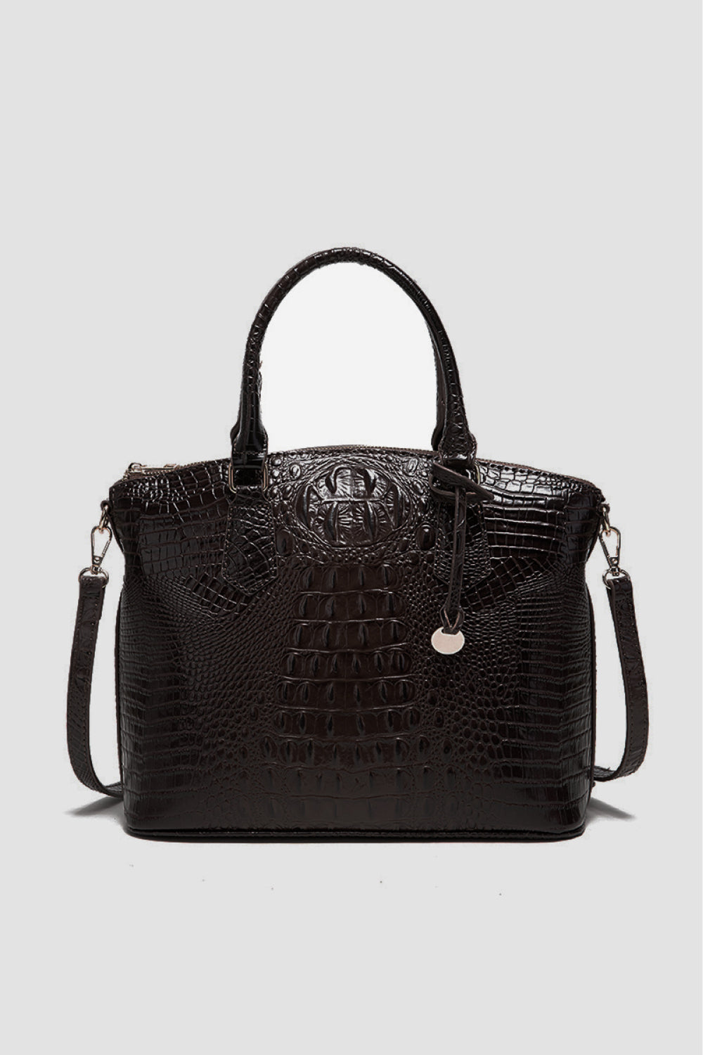 Crocodile Embossed Dome Handbag