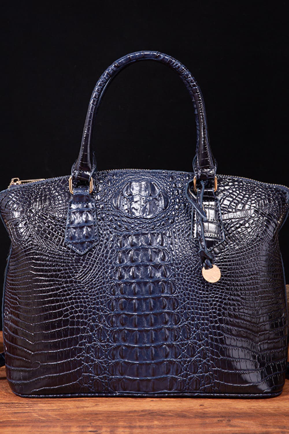 Crocodile Embossed Dome Handbag