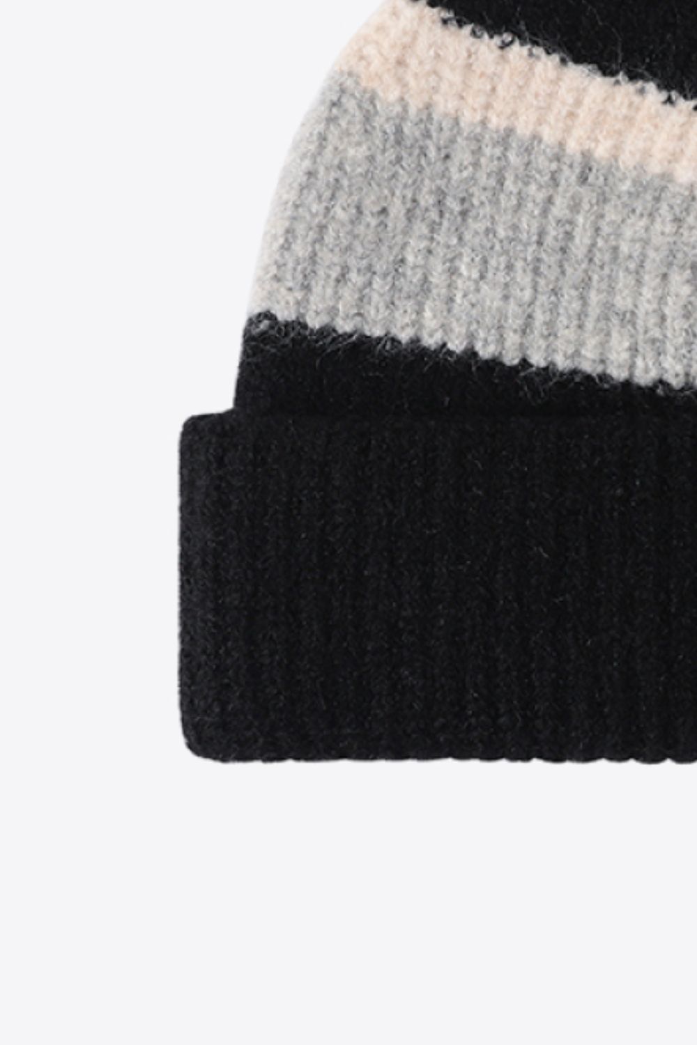 Beanie - Tricolor Rib Knit Cuff