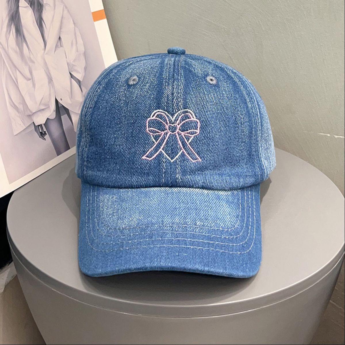 Baseball Cap - Distressed Washed Bow-Heart