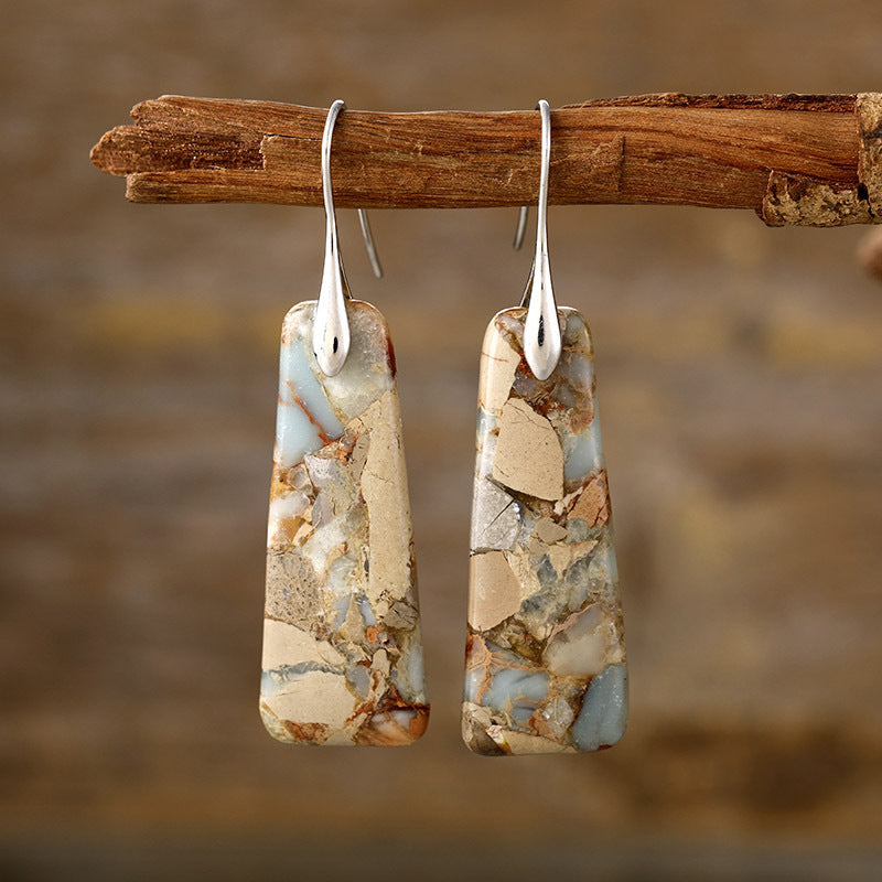 Earrings - 18K Gold-Plated Natural Stone