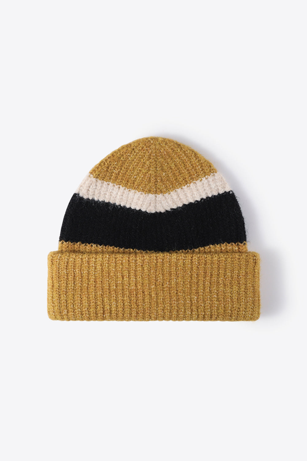 Beanie - Tricolor Rib Knit Cuff