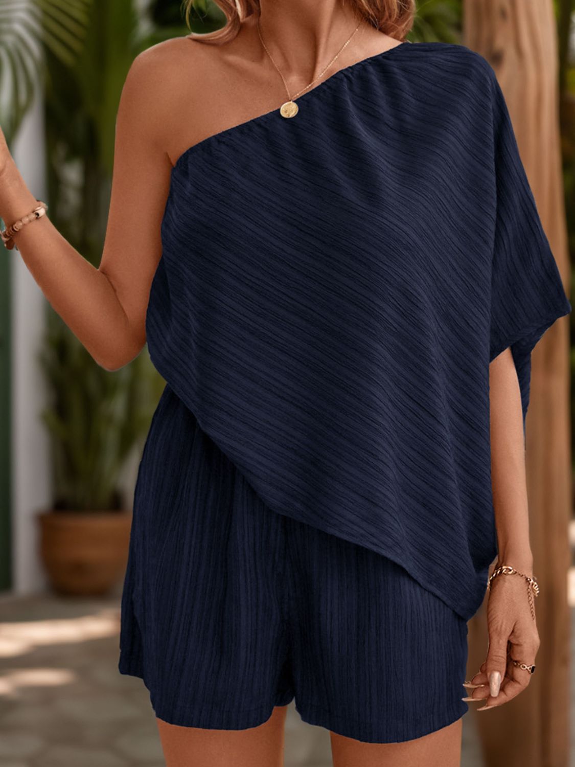 Romper - Single Shoulder Half Sleeve