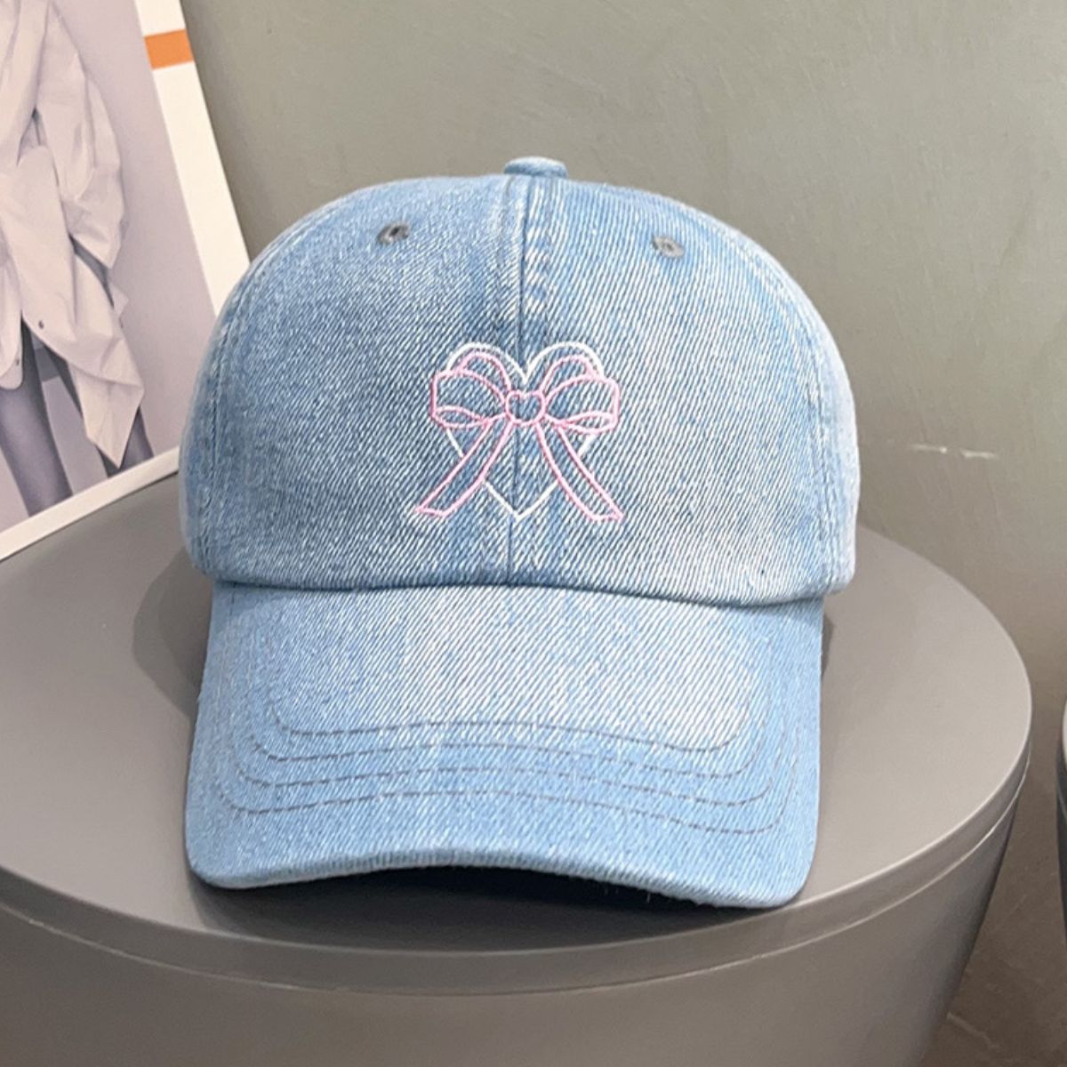 Baseball Cap - Distressed Washed Bow-Heart