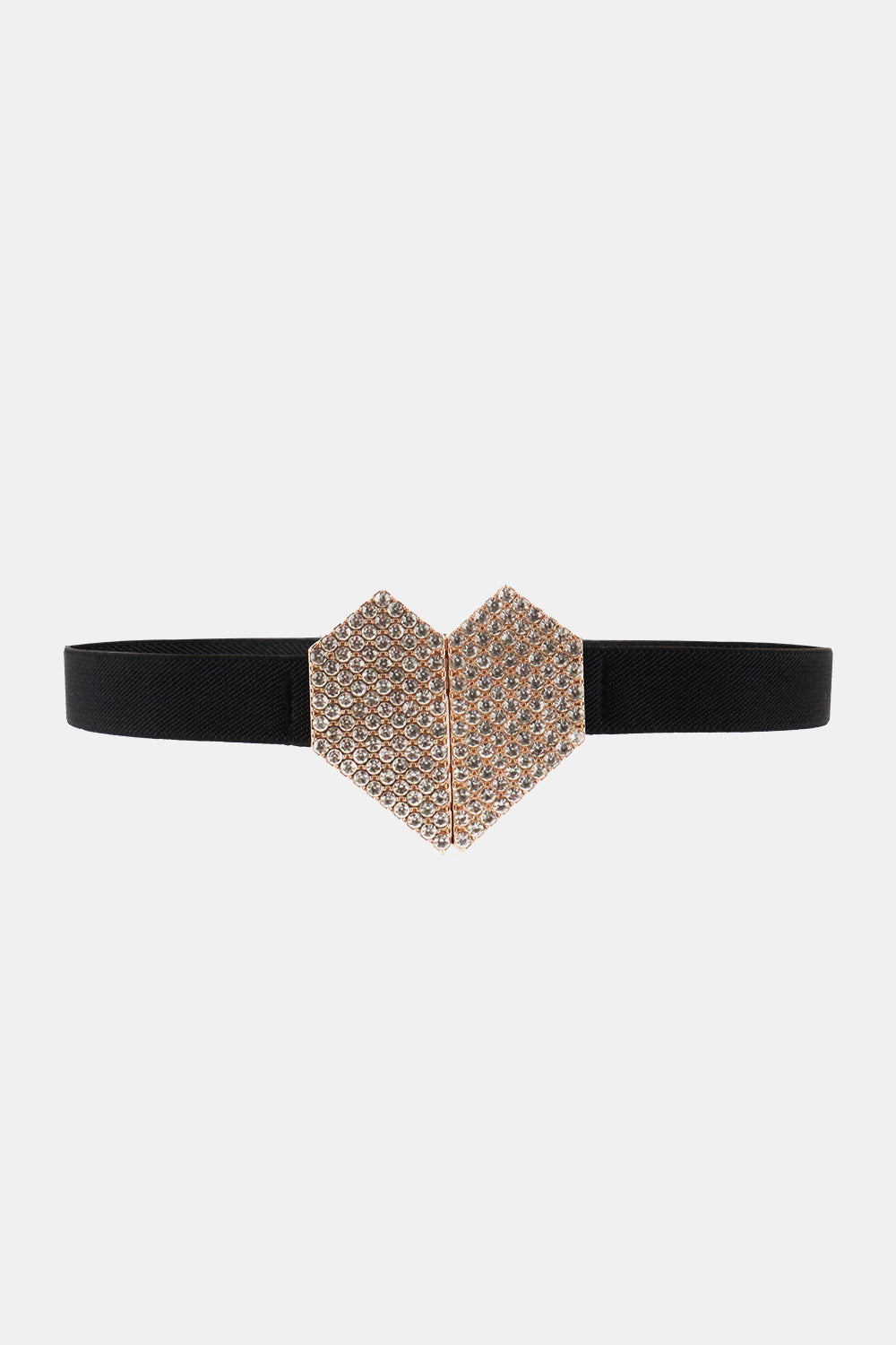 Belt - Rhinestone Heart Buckle Elastic Belt