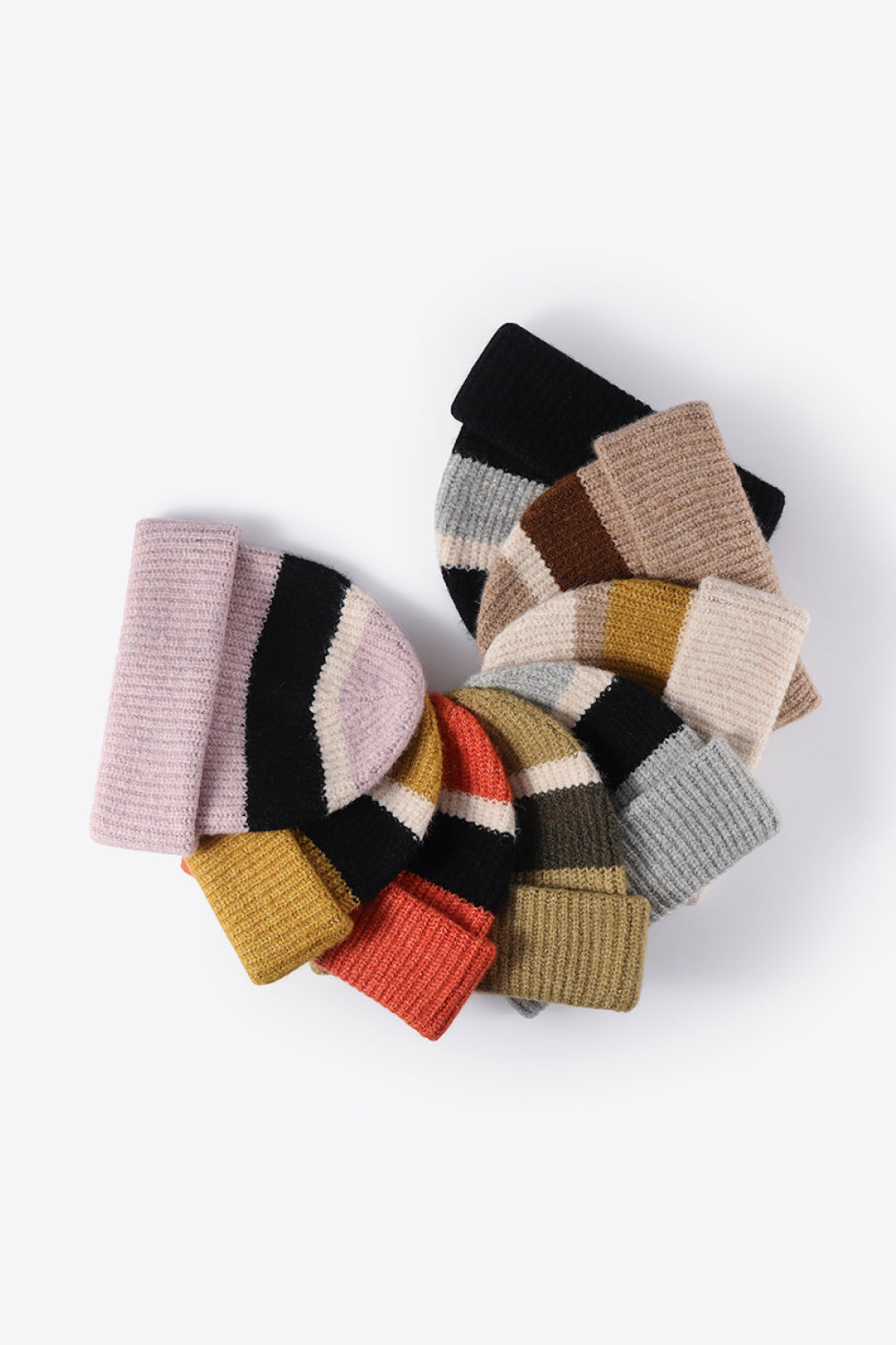 Beanie - Tricolor Rib Knit Cuff