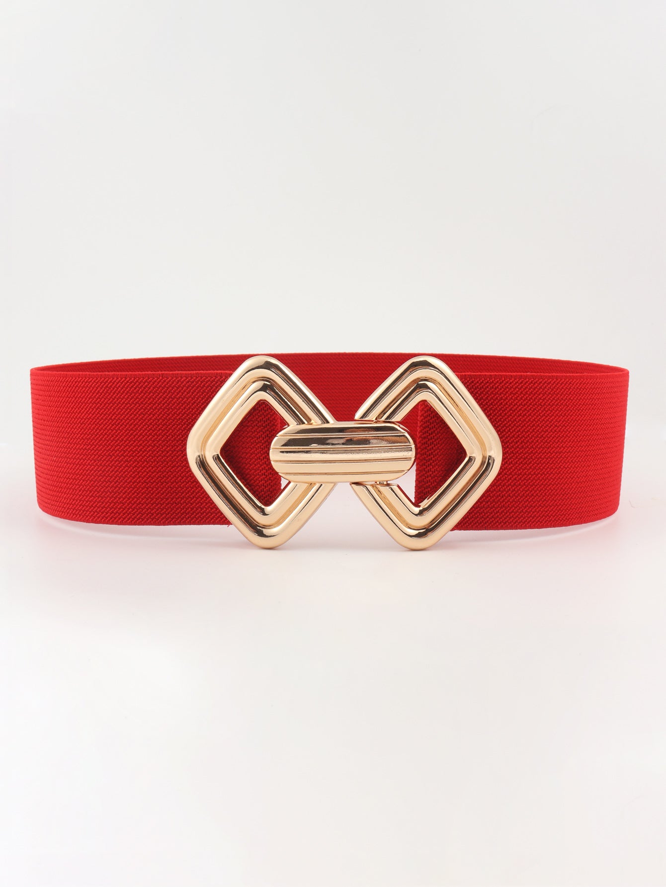 Belt - Wide Elastic w/ Geometric Buckle