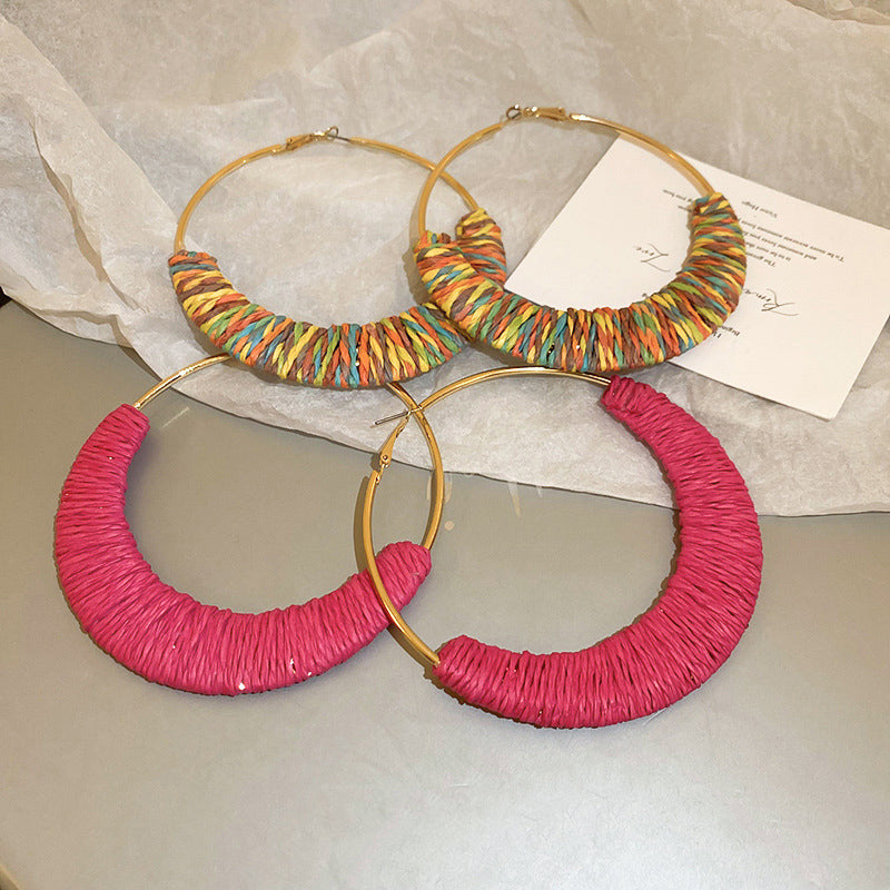 Earrings - Handmade Grass Vine Hoop